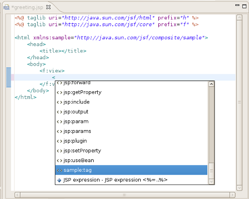 Content Assist in web.xml File