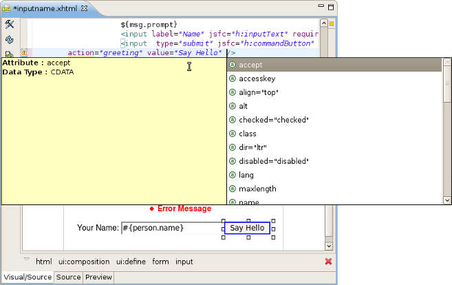 XHTML File Code Assist