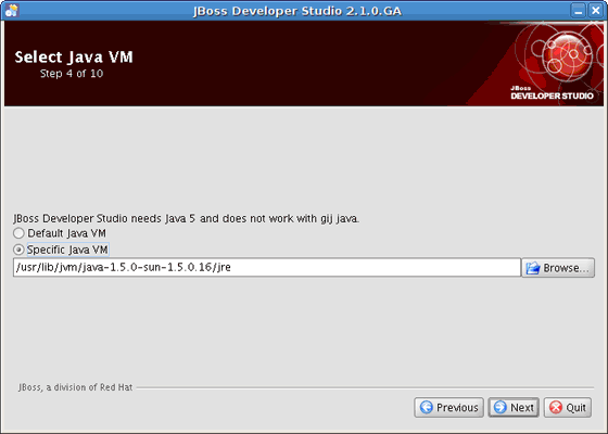 Select Java VM