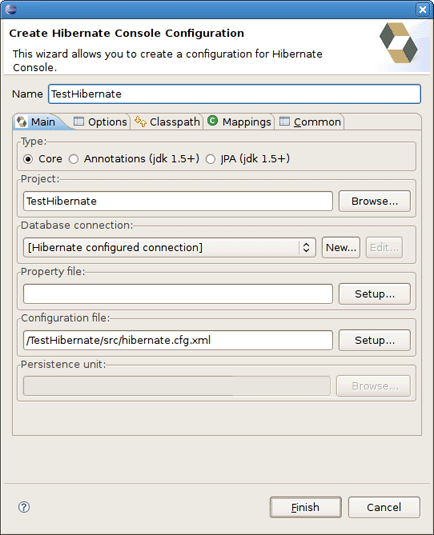 Creating Hibernate Console Configuration