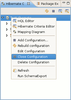 Close Hibernate Console Configuration