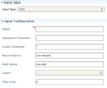 Selected Task Details Section for Input CSV Task.