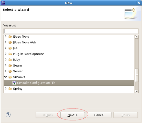 Selecting Smooks Configuration File Wizard