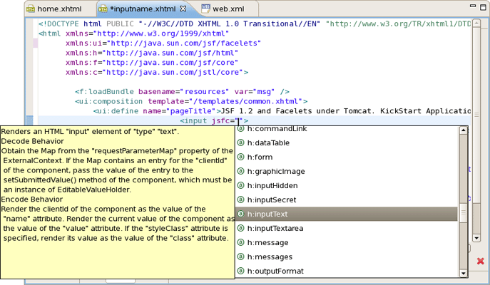Code Assist for JSF Components