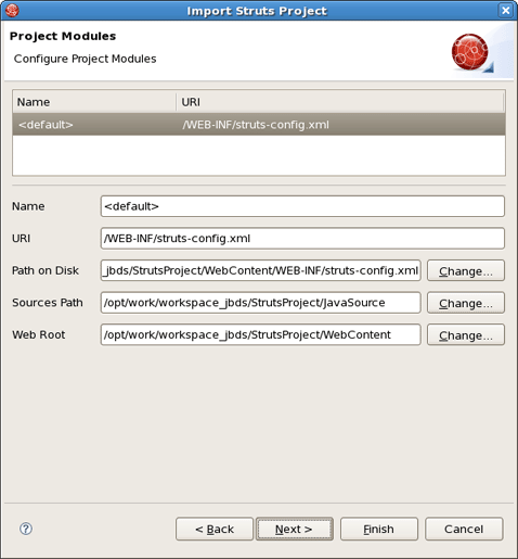 The Project Modules Screen