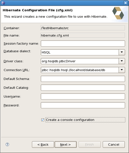 Hibernate Configuration File Wizard