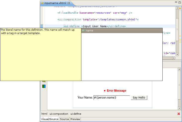 XHTML File Code Assist