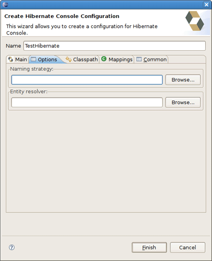 Options Tab of the Console Configuration Wizard