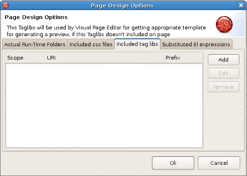 Page Design Options: Included tag libs