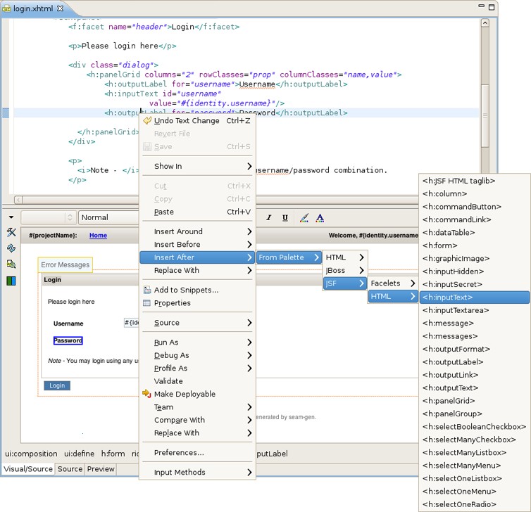 Inserting a tag into the Source part