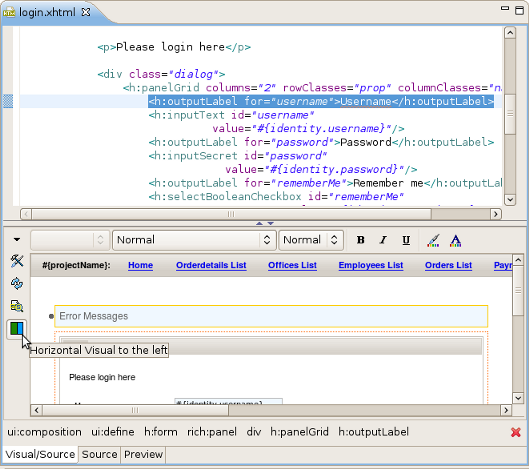 Visual Page Editor Before Layout Changing