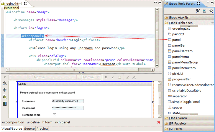 Inserting Tag From the Palette