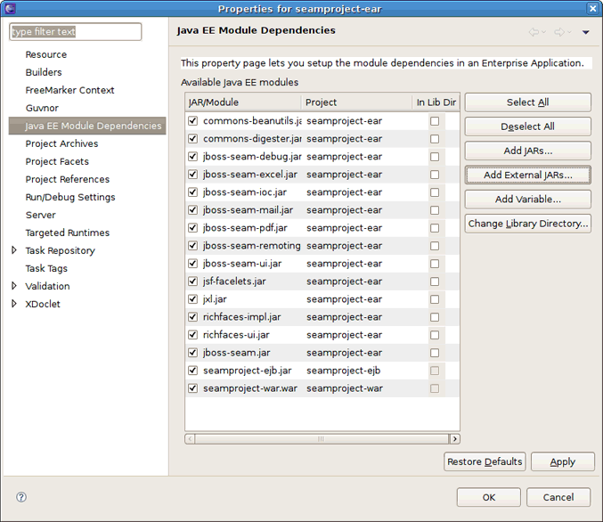 Java EE Module Dependencies