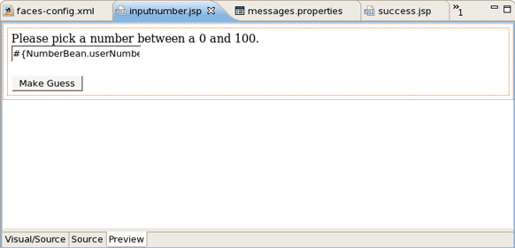 Success.jsp in Preview Mode