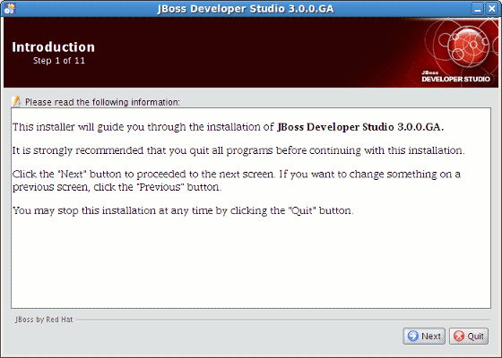 JBoss Developer Studio Installation Wizard