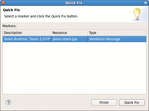 Quick Fix Dialog box
