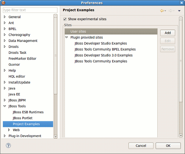 Project Examples Preferences