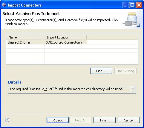 Select Archive Files To Import Dialog