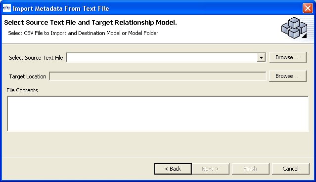 Select Source Text File and Target Relationships Model
