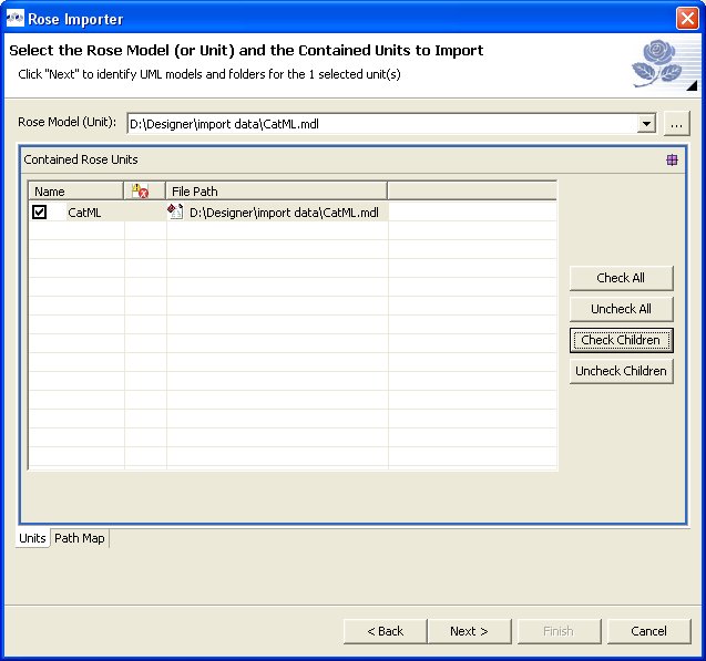 Rose Model Selection Dialog