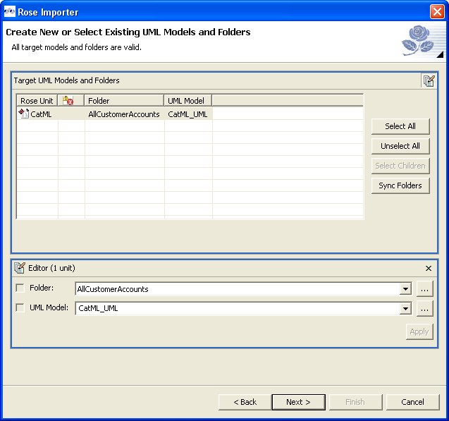 Models and Folders Dialog