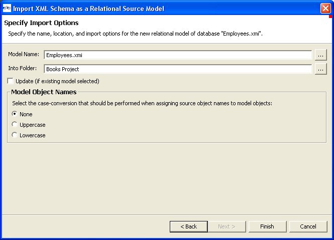 Specify Import Options Dialog