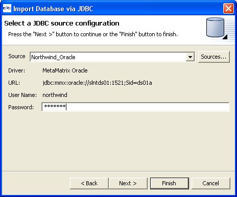 Import Database via JDBC Dialog