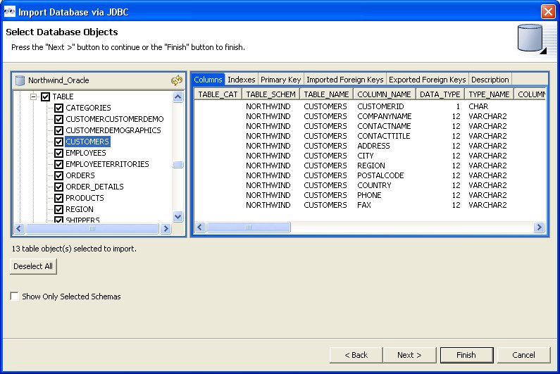 Select Database Options Dialog