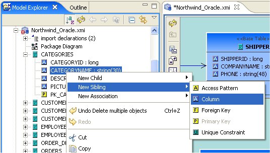 New Sibling Action In Model Explorer