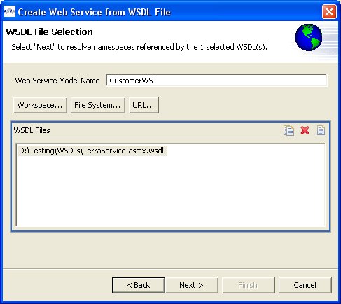 WSDL File Selection Dialog