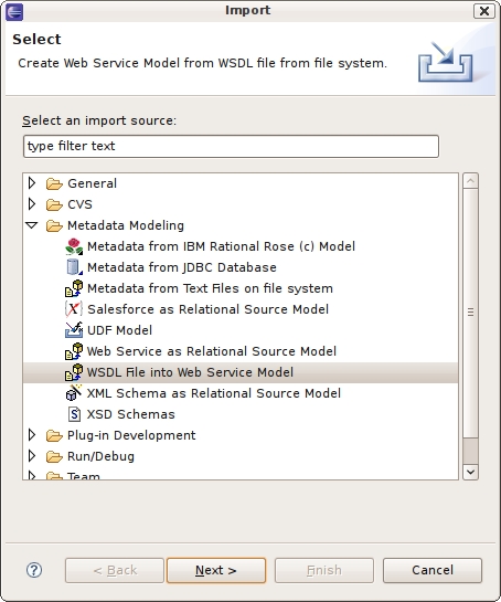 WSDL File Into Web Service Dialog