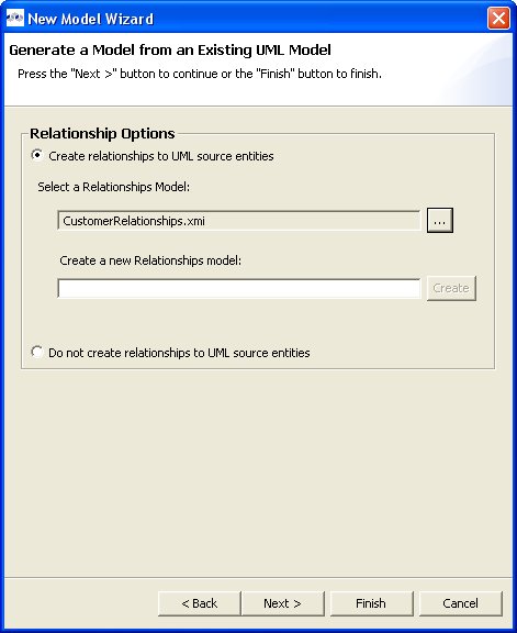 Relationship Options Dialog