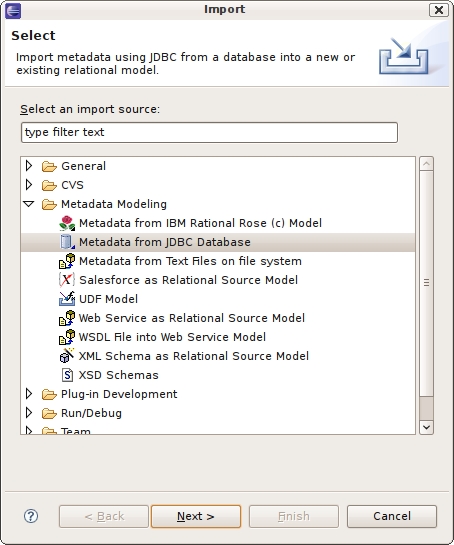Import Metadata from JDBC Database
