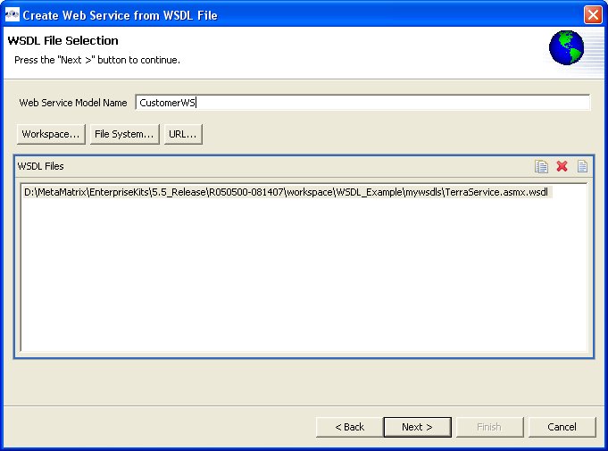 WSDL File Selection Dialog