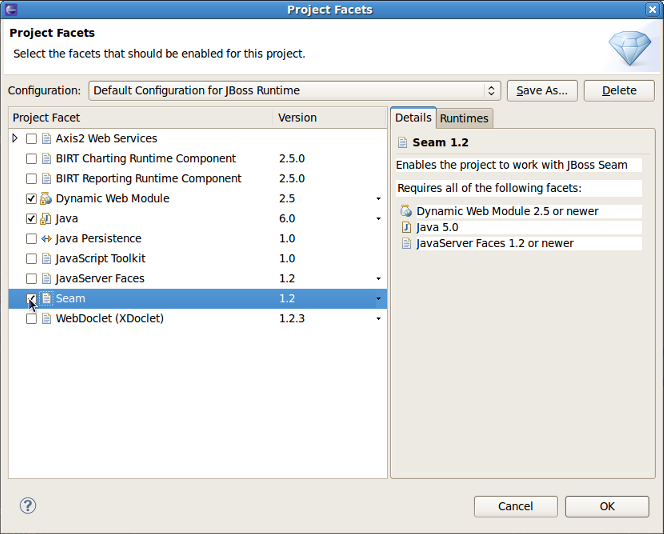 Project Facets Wizard