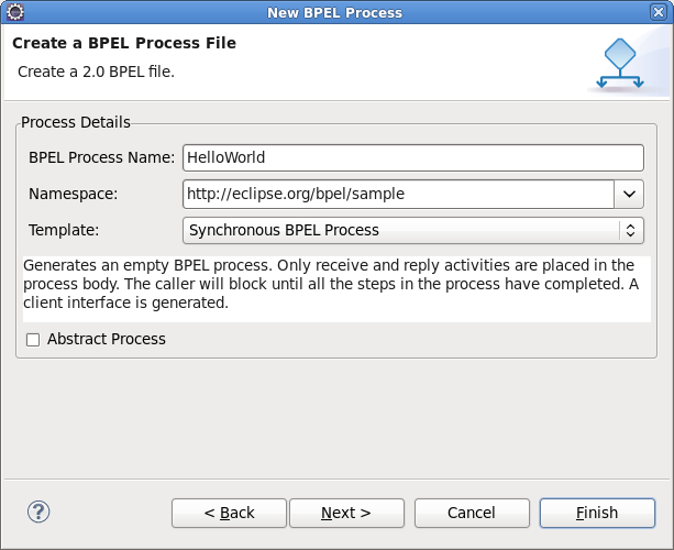 New BPEL Process File Wizard