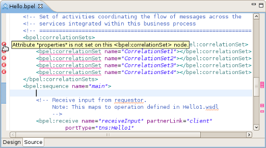 Validation error in Source tab