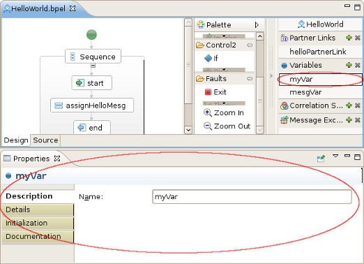 Process Structure View of Business Process Editor