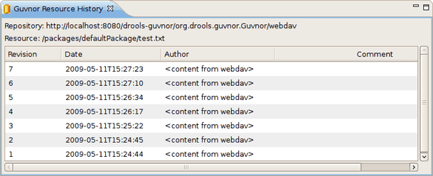 Guvnor Resource History View