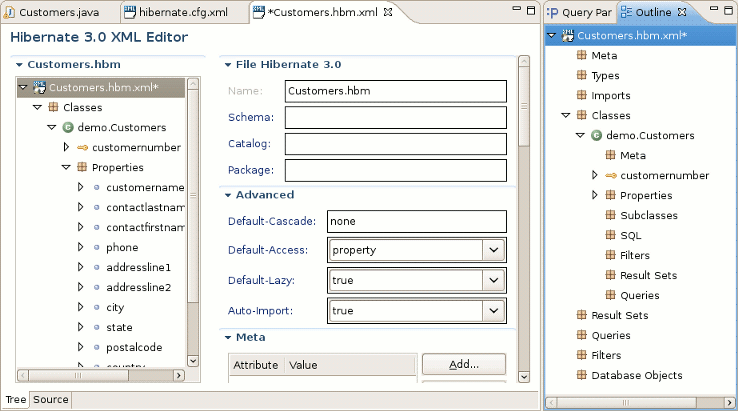 Structured hbm.xml Editor