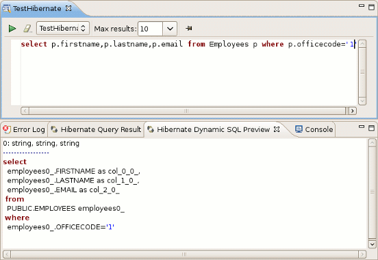 Hibernate Dynamic Query Translator View