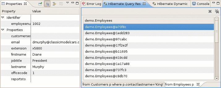 Properties View for Selected Object