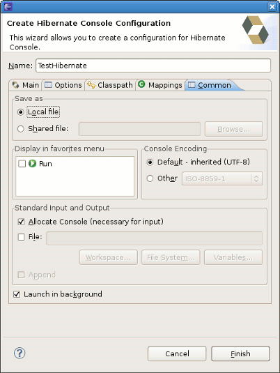 Common Tab of the Console Configuration Wizard