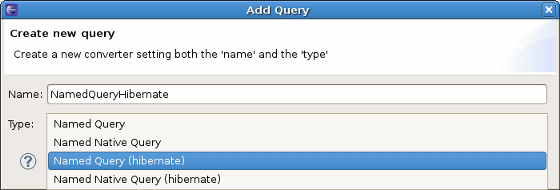 Add New Named Query Dialog with Hibernate Support