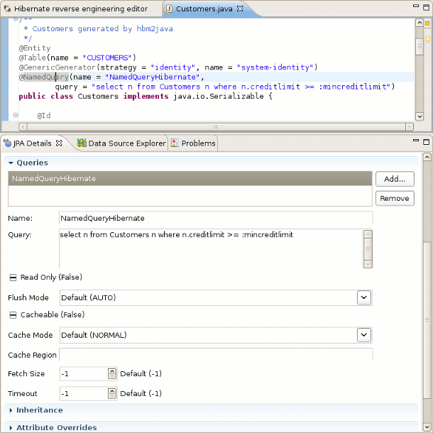 @NamedQuery support in Dali
