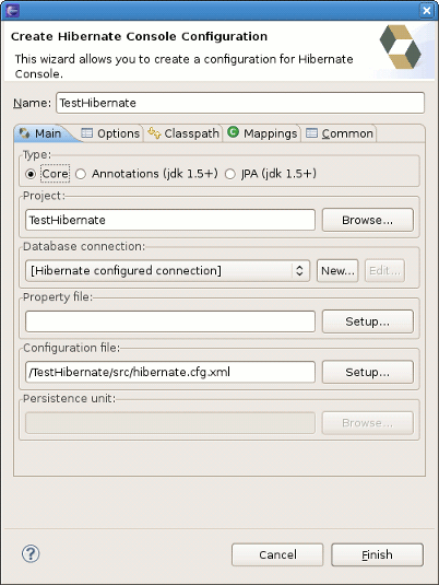 Creating Hibernate Console Configuration
