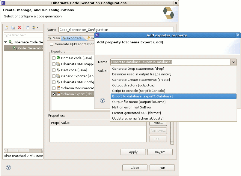 Adding the Property for Schema Export (.ddl)
