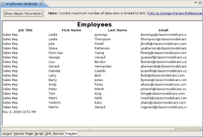 Resulted Dynamic Report