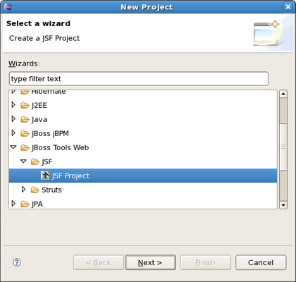 Choosing a JSF Project