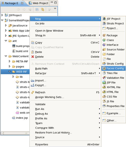 Creating a New JSF Configuration File